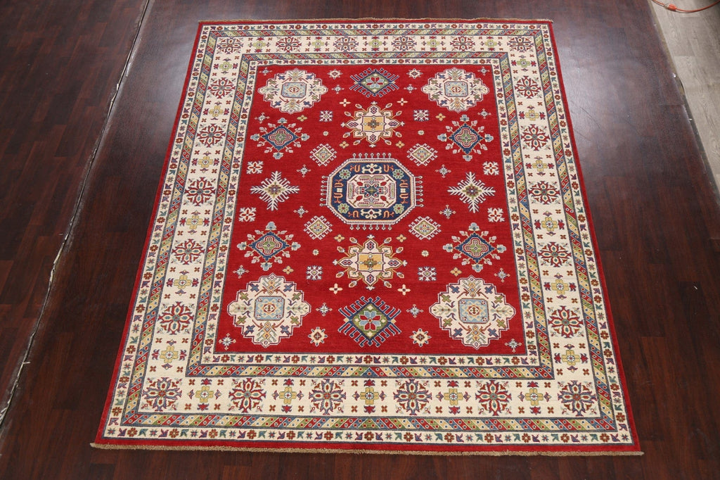 Vegetable Dye Geometric Kazak Oriental Area Rug 8x10