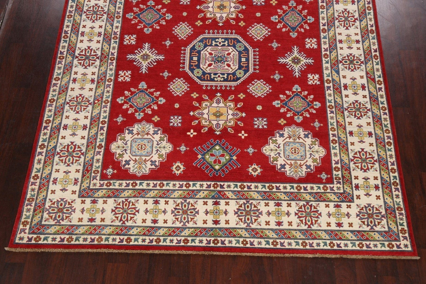 Vegetable Dye Geometric Kazak Oriental Area Rug 8x10