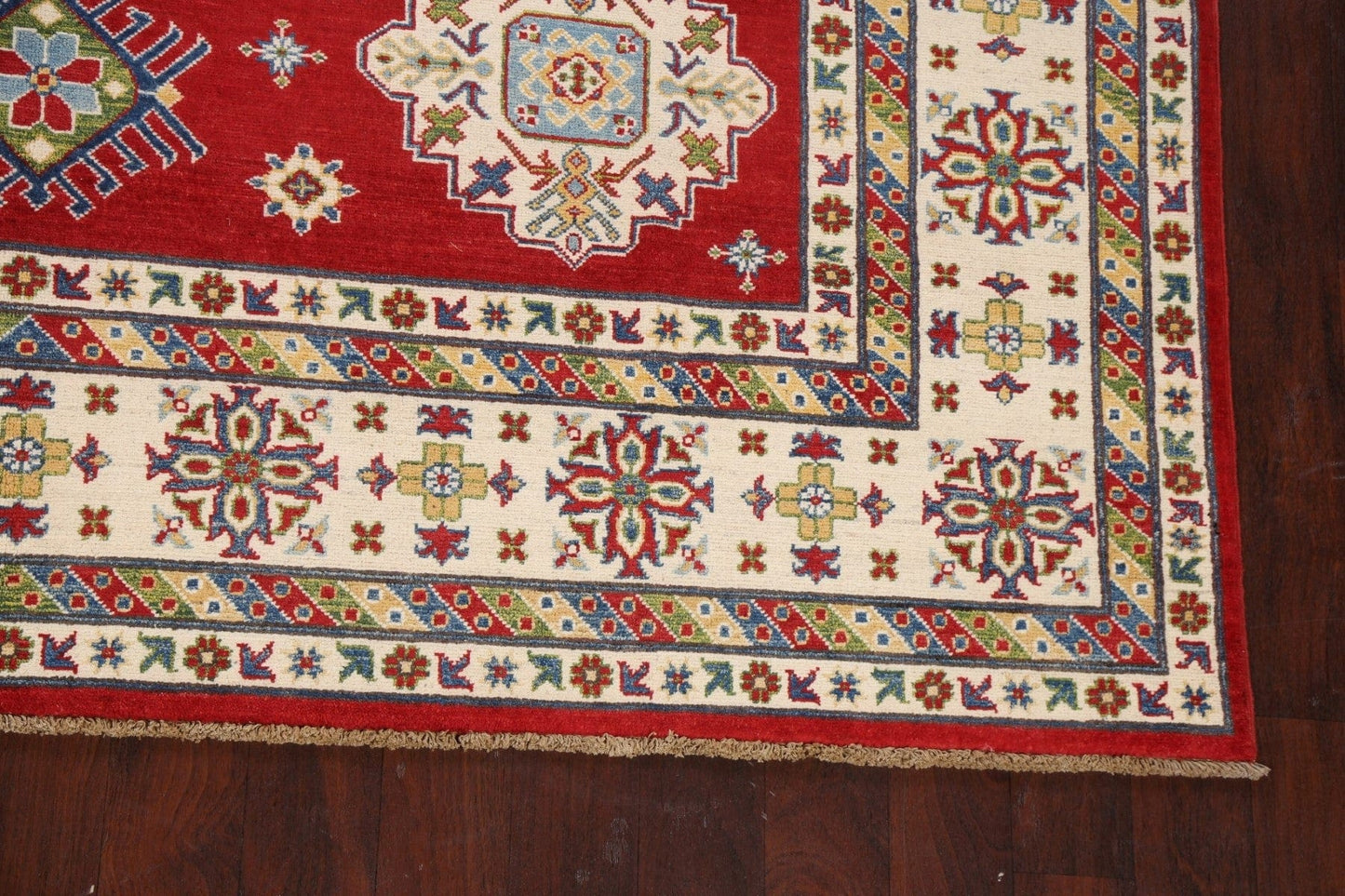 Vegetable Dye Geometric Kazak Oriental Area Rug 8x10