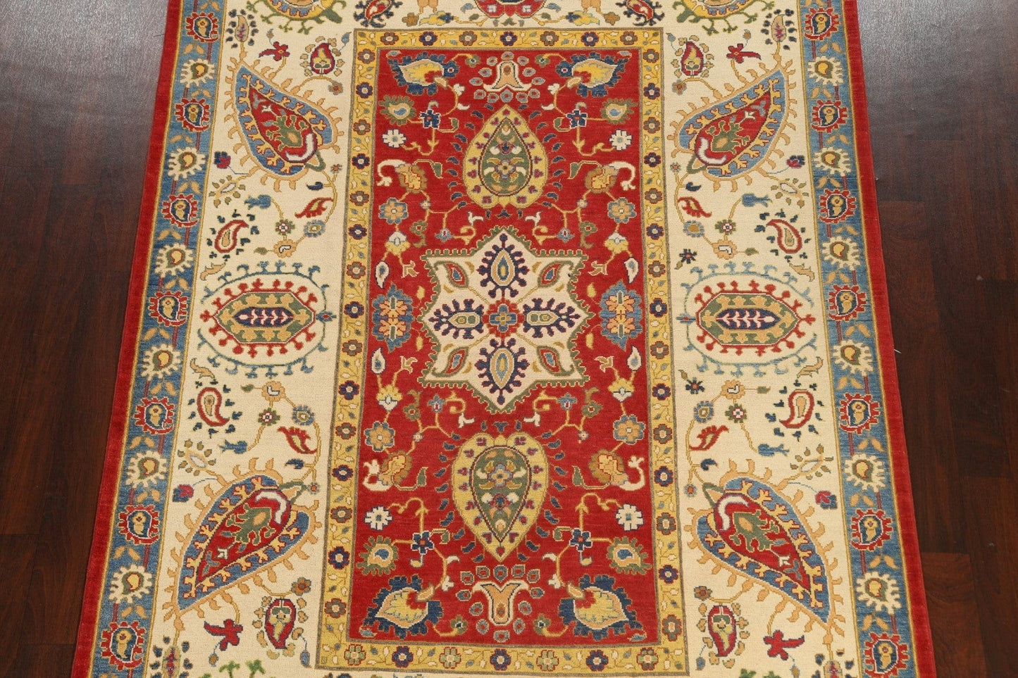 Vegetable Dye Floral Kazak Oriental Area Rug 7x10