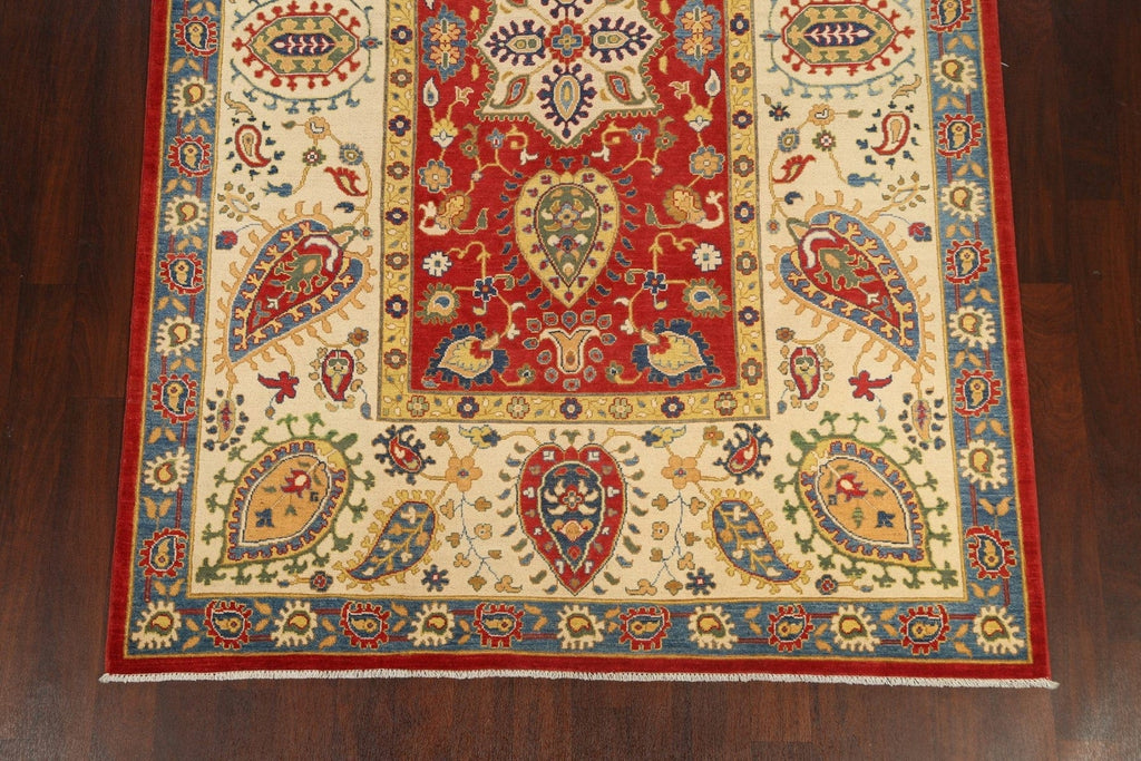 Vegetable Dye Floral Kazak Oriental Area Rug 7x10