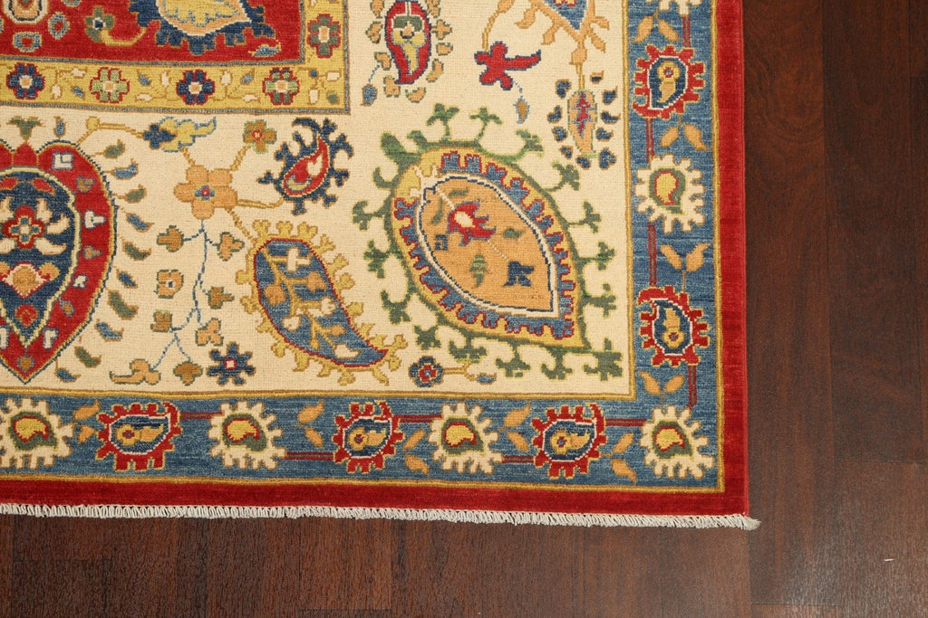 Vegetable Dye Floral Kazak Oriental Area Rug 7x10