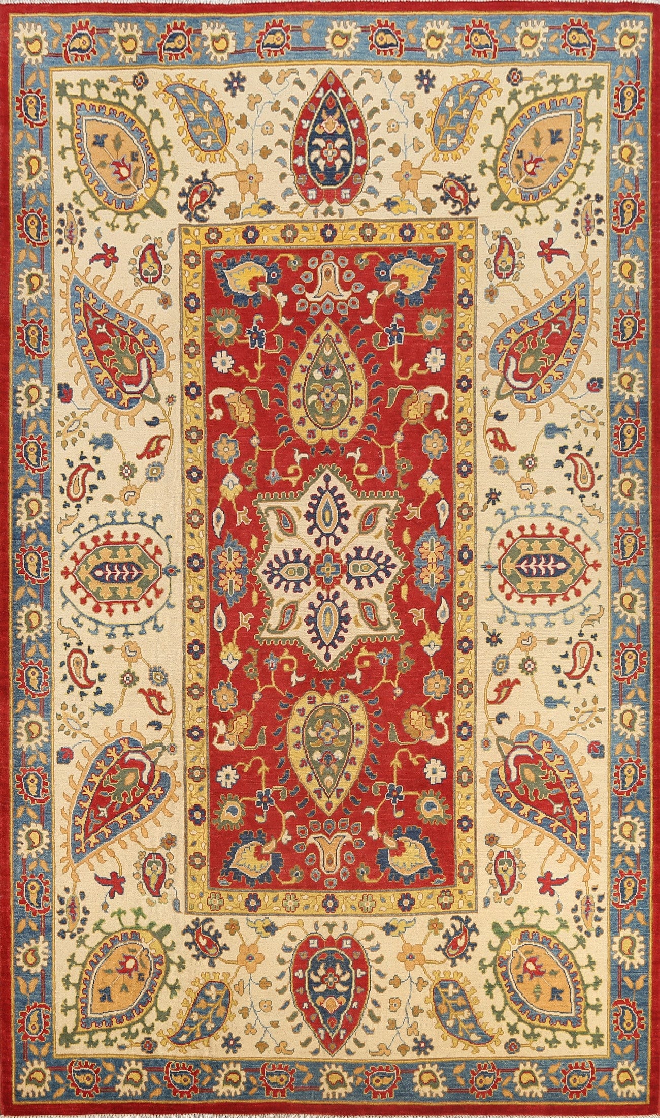 Vegetable Dye Floral Kazak Oriental Area Rug 7x10