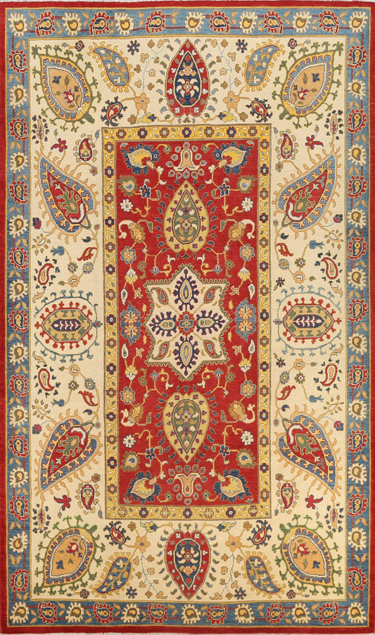 Vegetable Dye Floral Kazak Oriental Area Rug 7x10