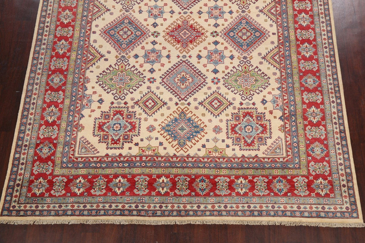 Vegetable Dye Geometric Kazak Oriental Area Rug 8x10