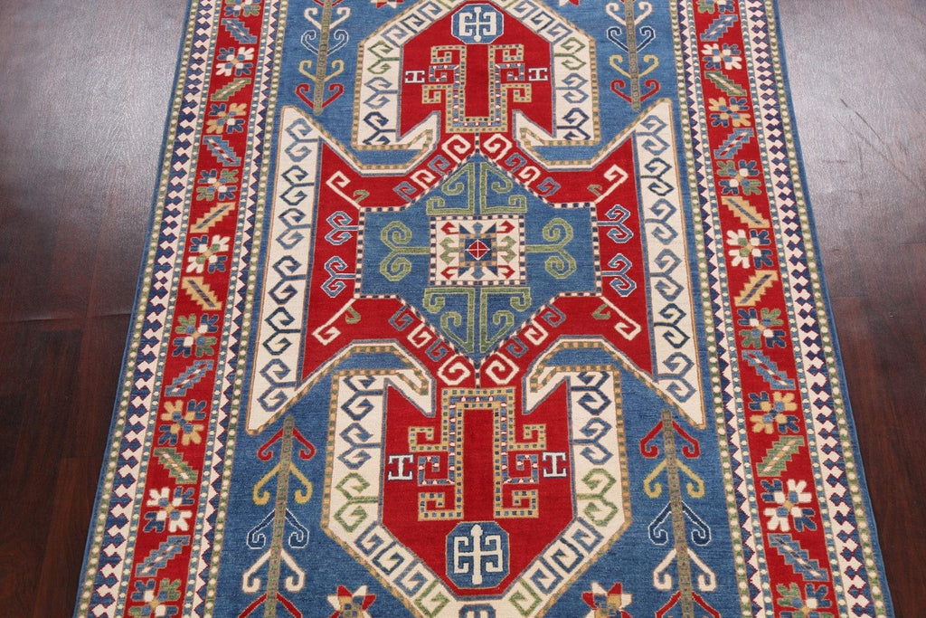 Vegetable Dye Geometric Kazak Oriental Area Rug 7x10