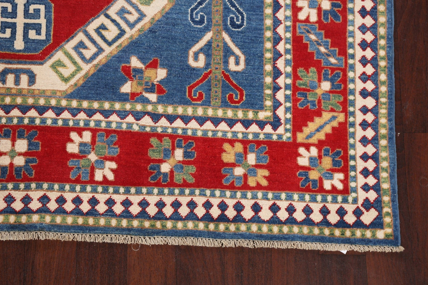 Vegetable Dye Geometric Kazak Oriental Area Rug 7x10