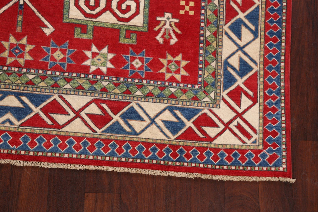 Vegetable Dye Geometric Kazak Oriental Area Rug 7x10