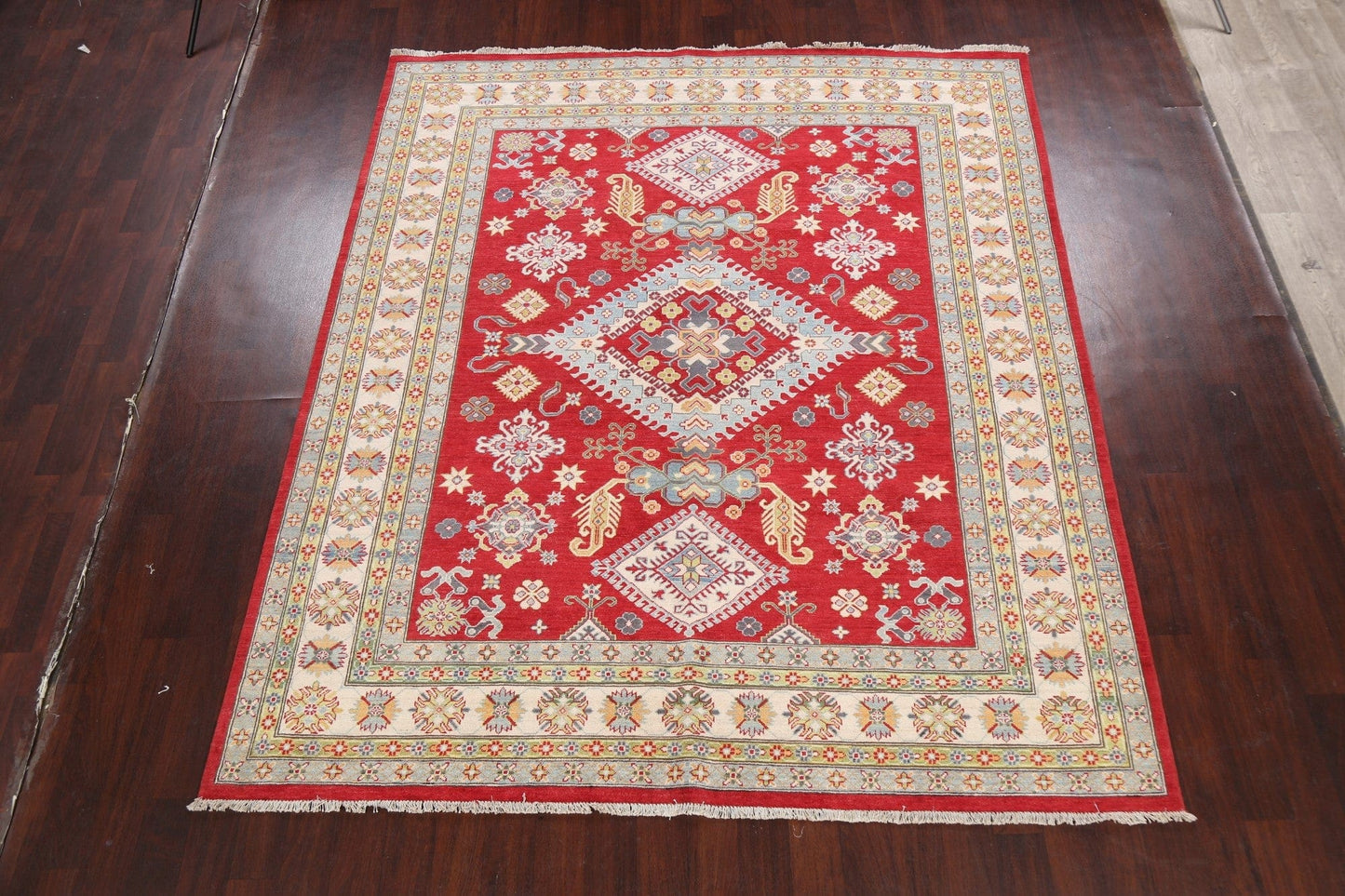 Vegetable Dye Geometric Kazak Oriental Area Rug 8x9