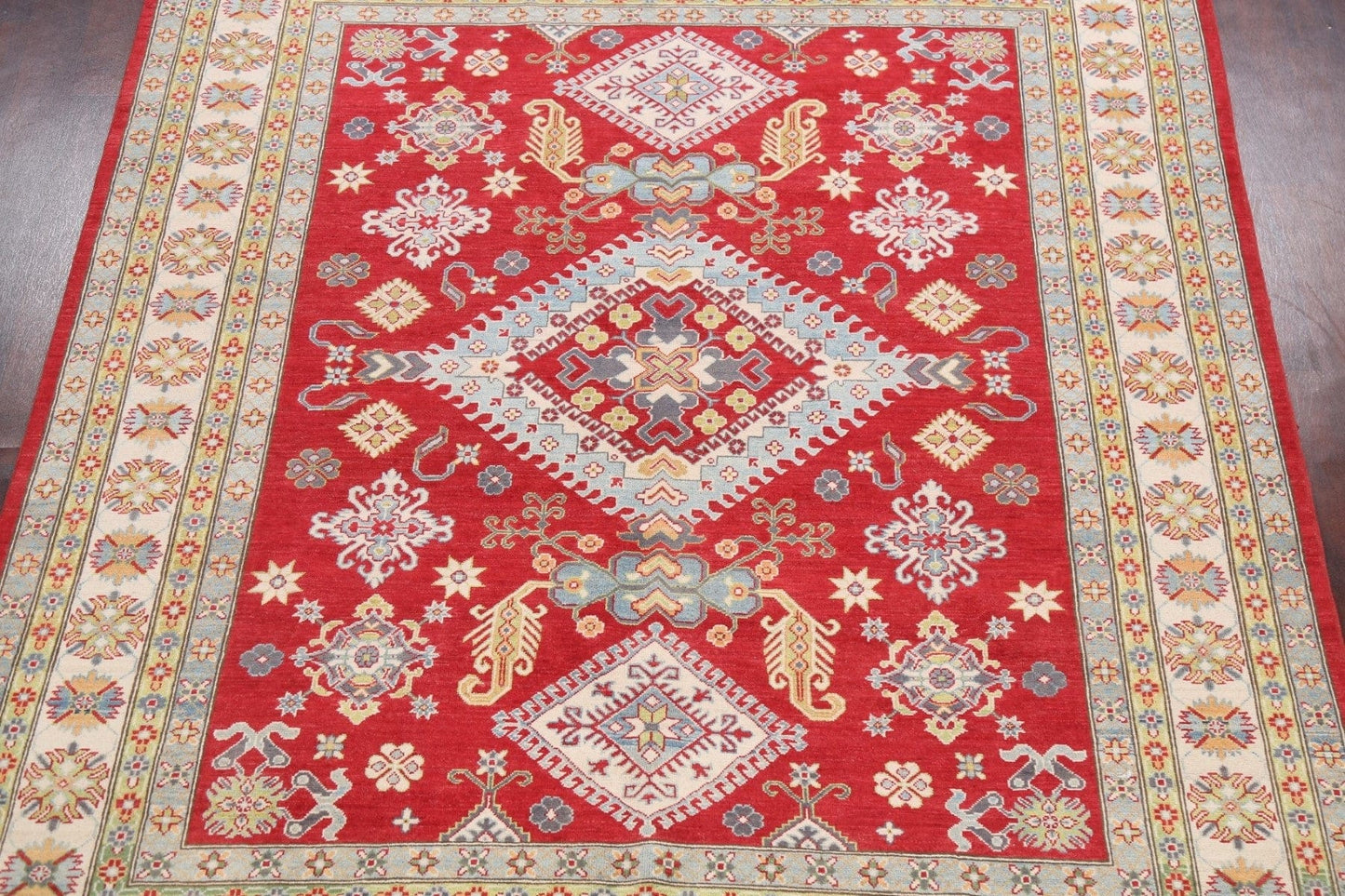 Vegetable Dye Geometric Kazak Oriental Area Rug 8x9