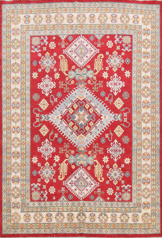 Vegetable Dye Geometric Kazak Oriental Area Rug 8x9