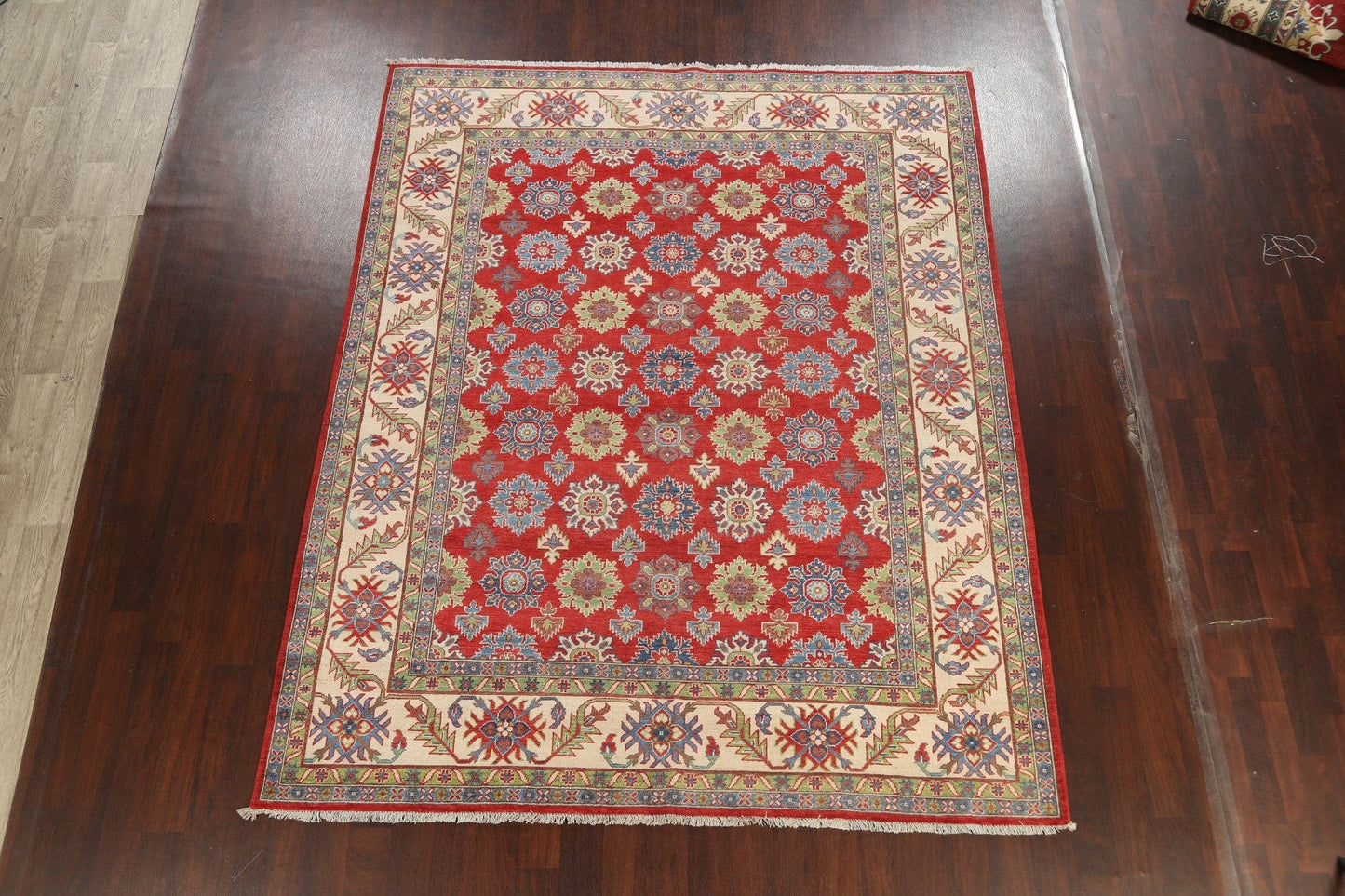 Vegetable Dye Geometric Kazak Oriental Area Rug 8x10