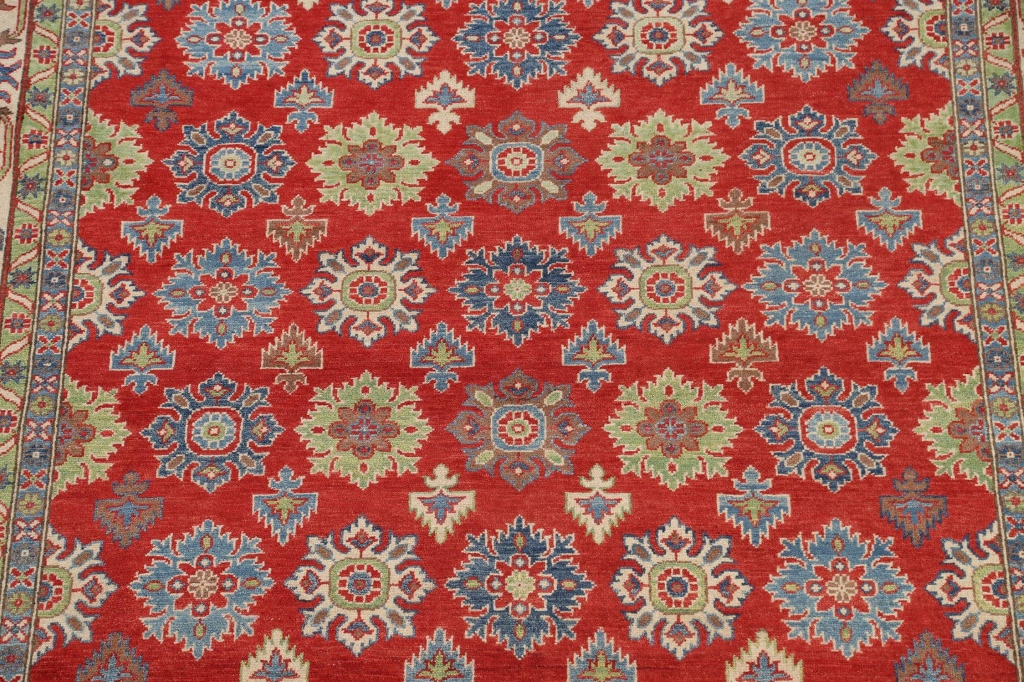 Vegetable Dye Geometric Kazak Oriental Area Rug 8x10