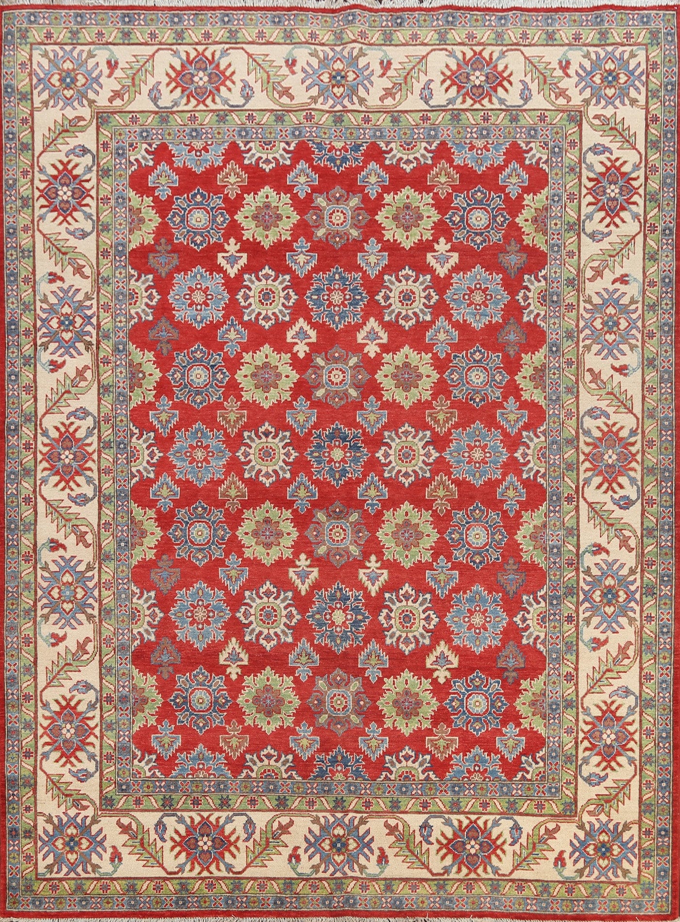 Vegetable Dye Geometric Kazak Oriental Area Rug 8x10