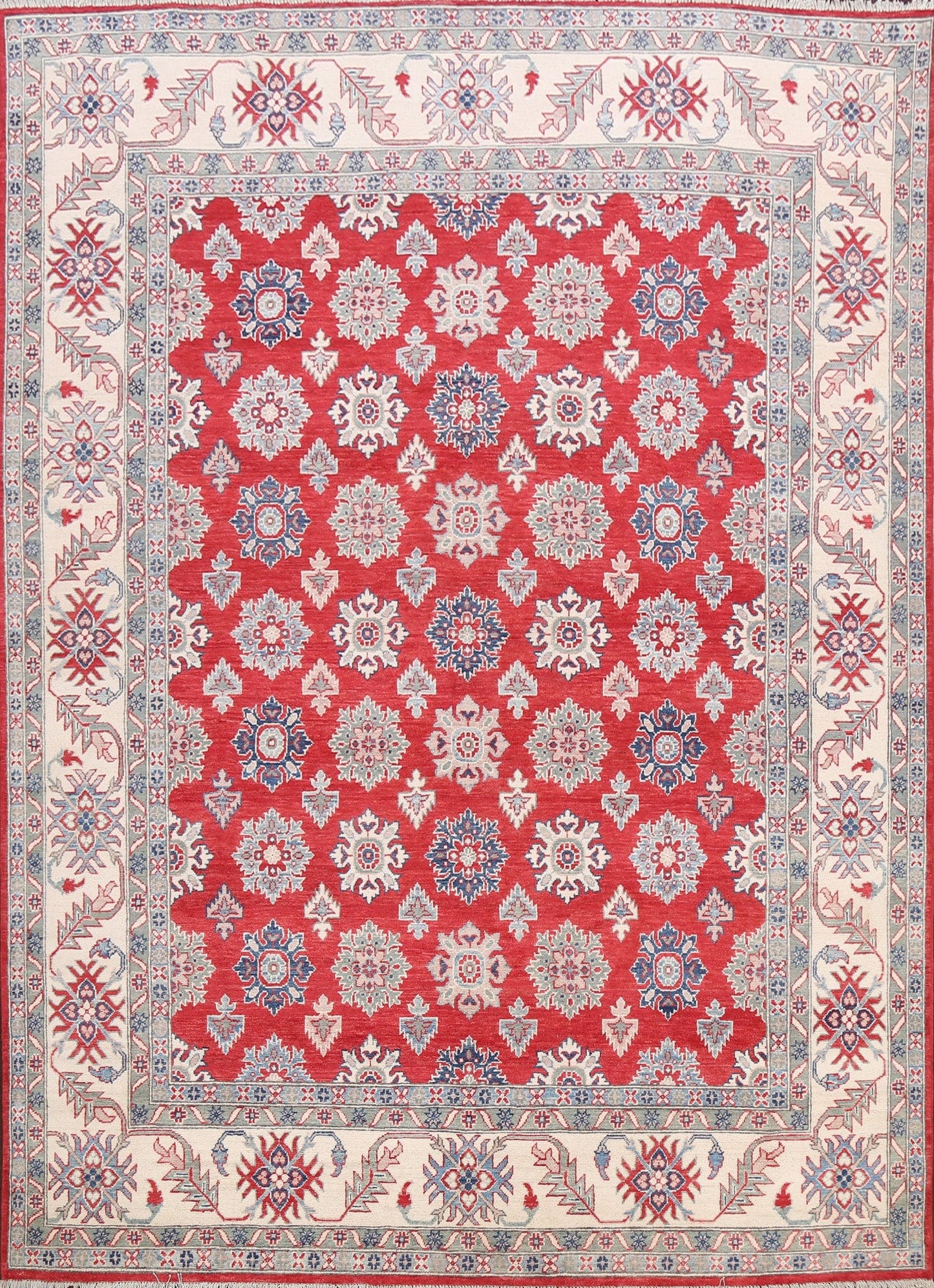 Vegetable Dye Geometric Kazak Oriental Area Rug 8x10