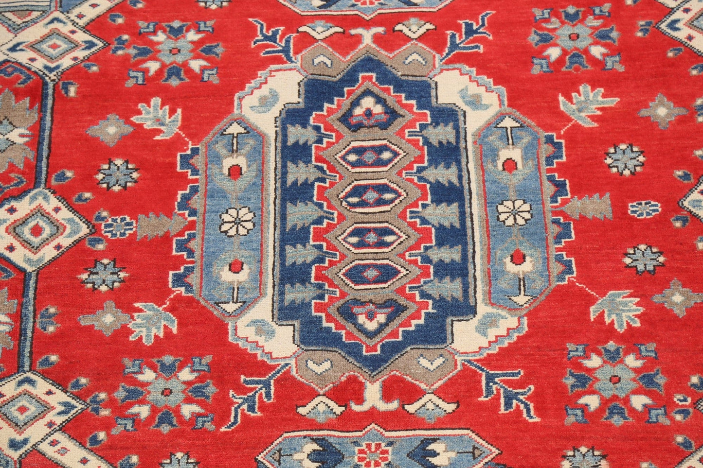 Vegetable Dye Geometric Kazak Oriental Area Rug 7x10