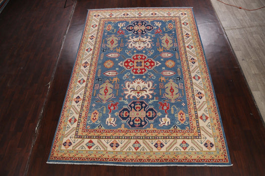 Vegetable Dye Geometric Kazak Oriental Area Rug 9x13