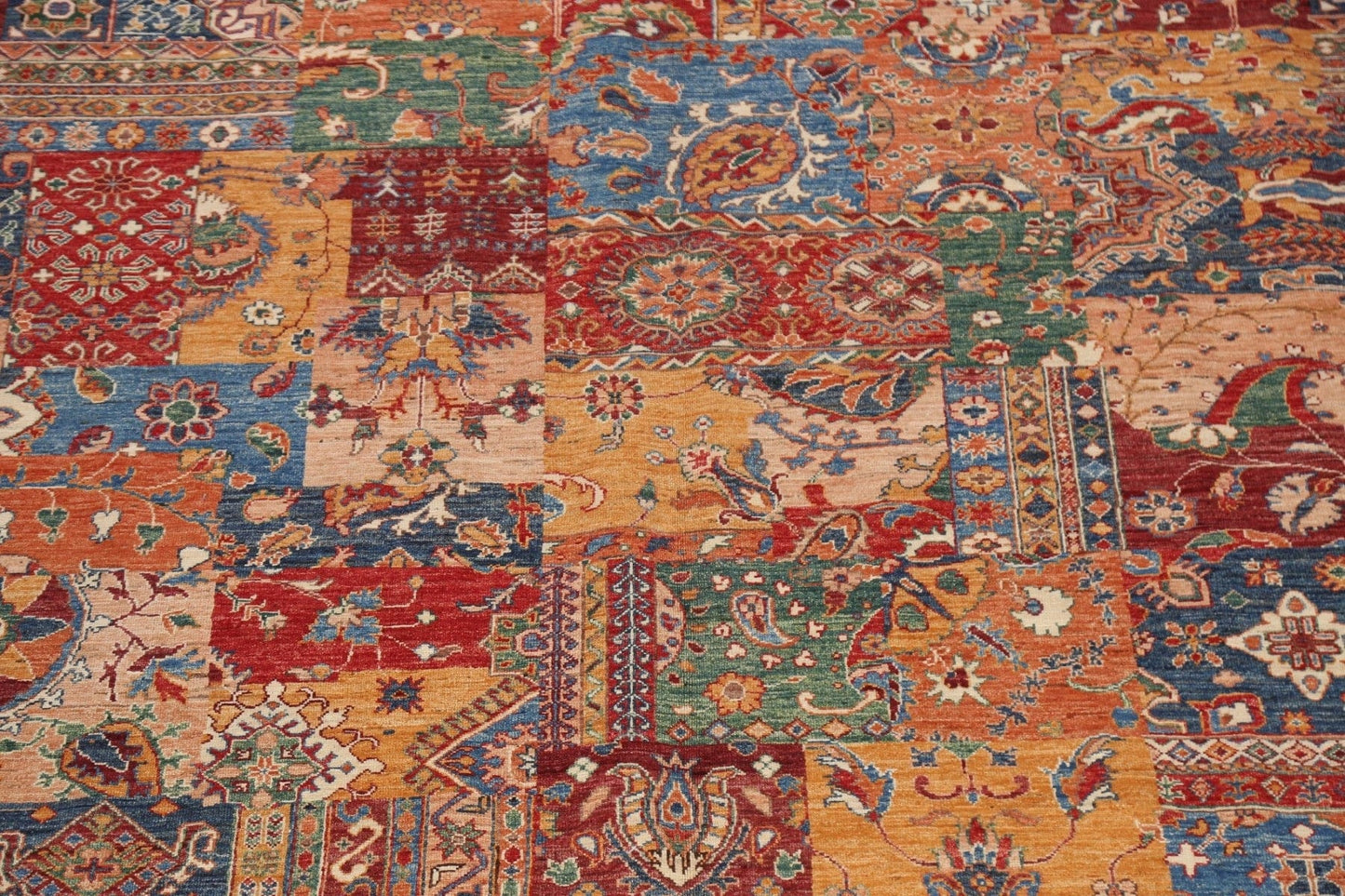 Vegetable Dye All-Over Patchwork Oriental Area Rug 10x14