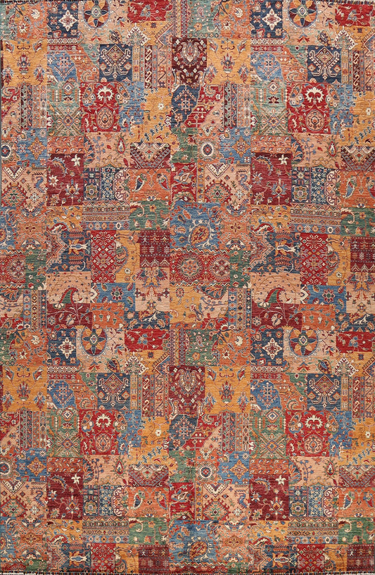 Vegetable Dye All-Over Patchwork Oriental Area Rug 10x14