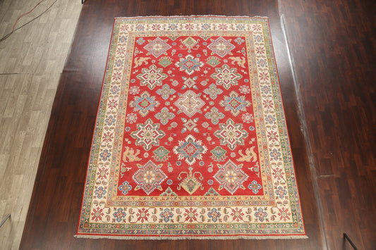 Vegetable Dye Geometric Kazak Oriental Area Rug 9x12