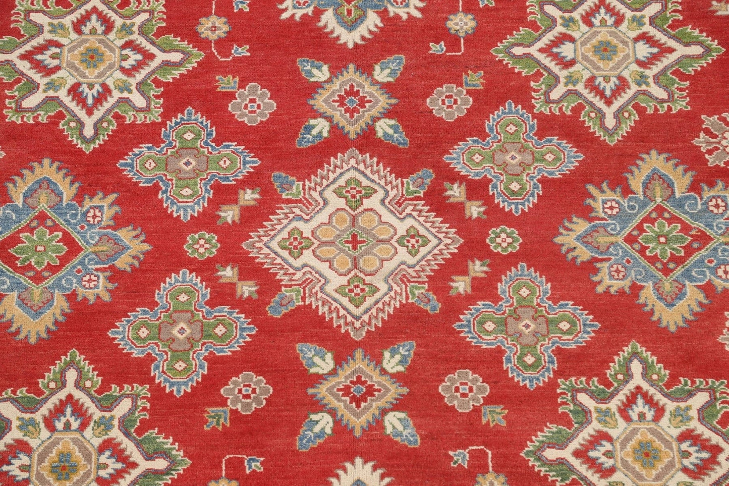 Vegetable Dye Geometric Kazak Oriental Area Rug 9x12