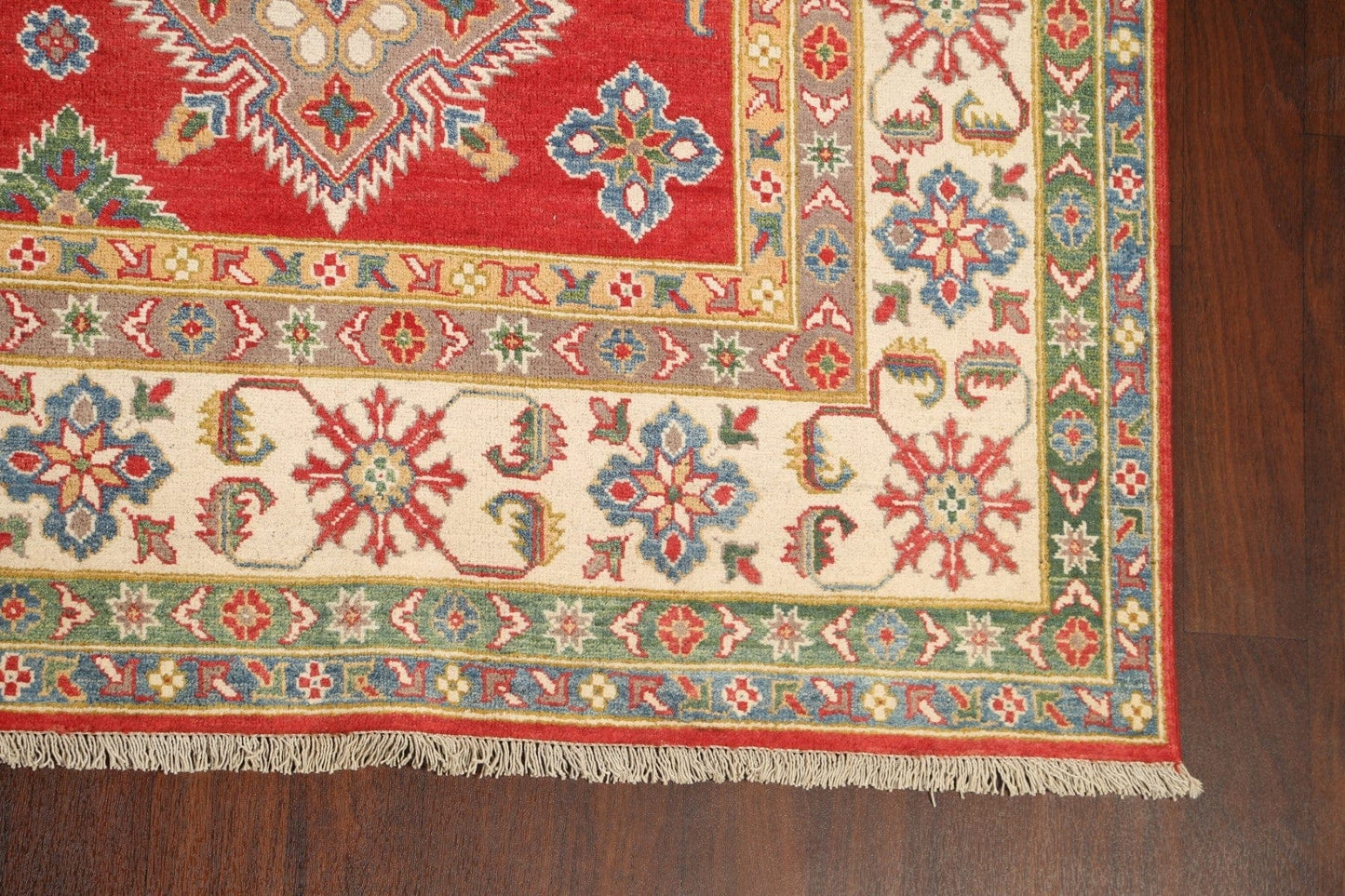 Vegetable Dye Geometric Kazak Oriental Area Rug 9x12