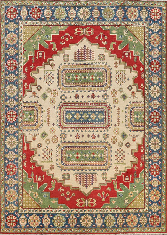 Vegetable Dye Geometric Kazak Oriental Area Rug 8x11