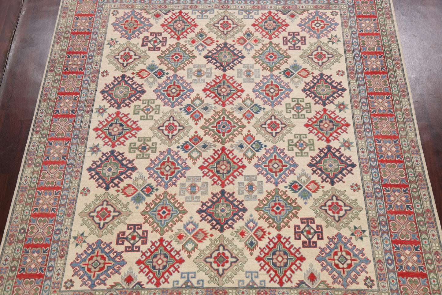 Vegetable Dye Geometric Kazak Oriental Area Rug 8x10