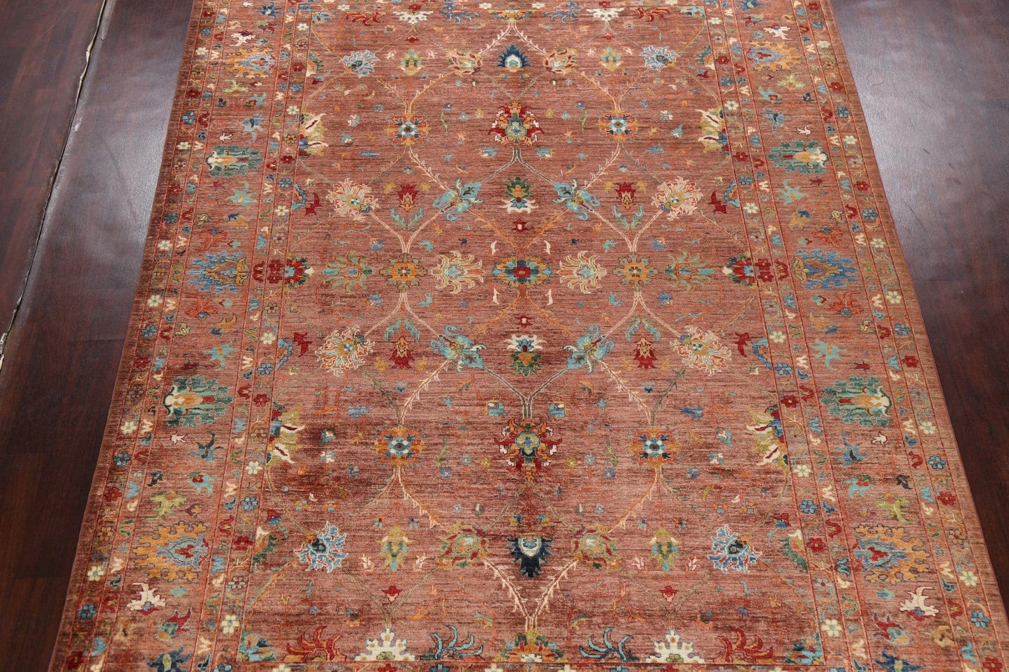 Vegetable Dye Floral Oushak Oriental Area Rug 8x11