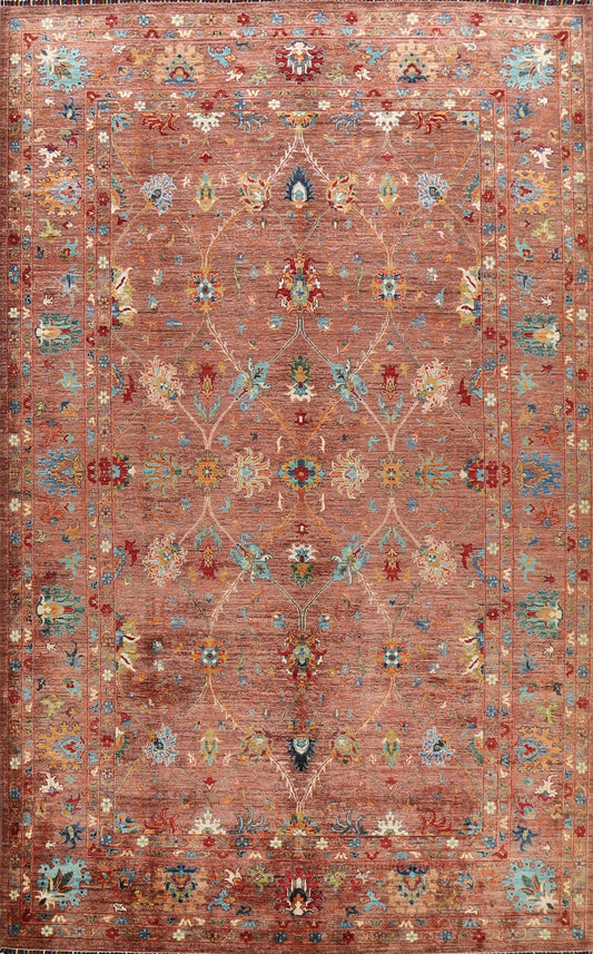 Vegetable Dye Floral Oushak Oriental Area Rug 8x11