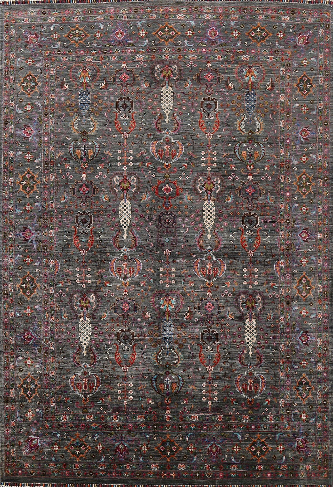 Vegetable Dye Charcoal/Pink Ziegler Oriental Area Rug 8x10