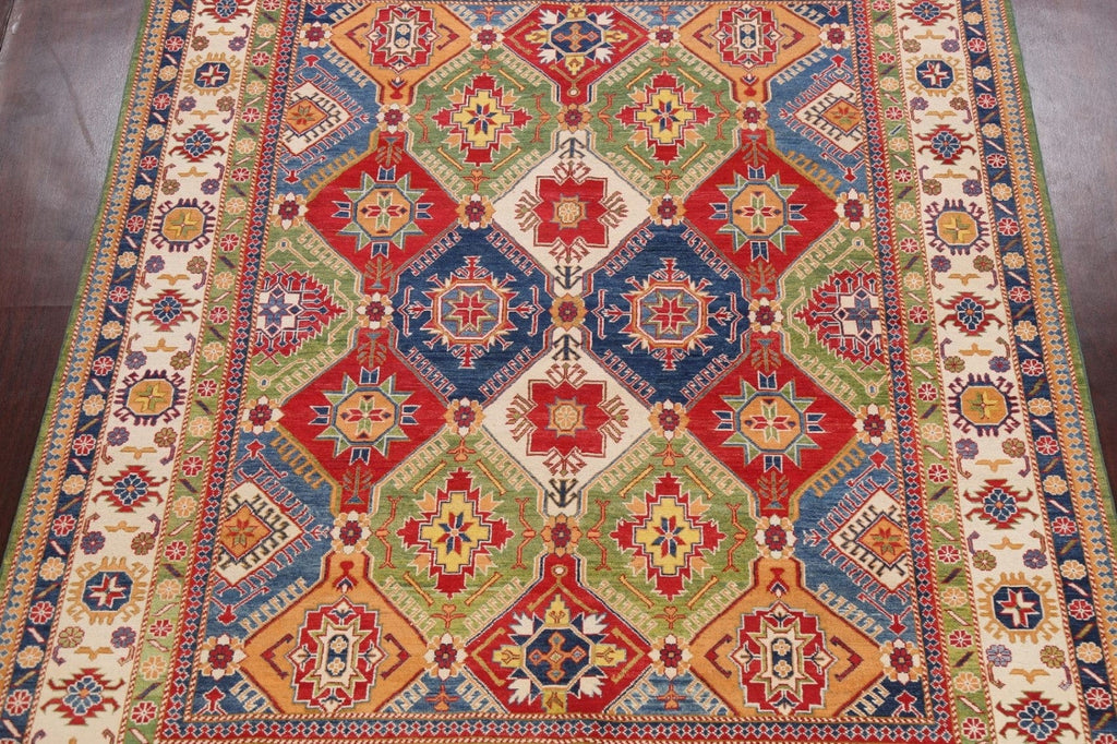 Vegetable Dye Geometric Kazak Oriental Area Rug 8x10