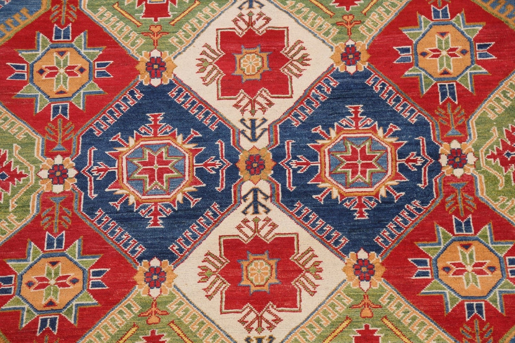 Vegetable Dye Geometric Kazak Oriental Area Rug 8x10