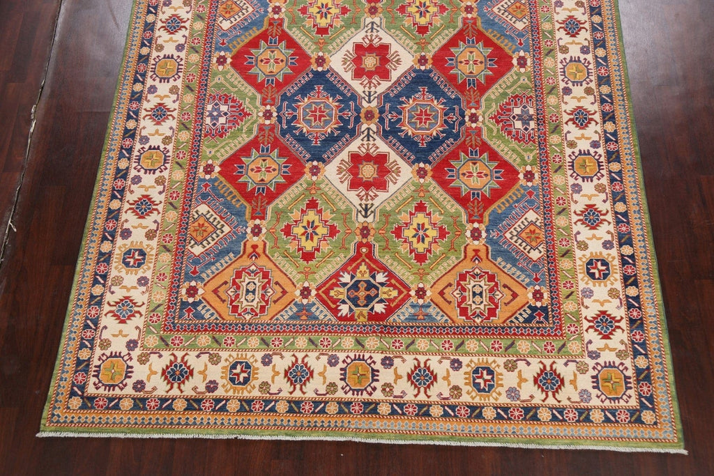 Vegetable Dye Geometric Kazak Oriental Area Rug 8x10