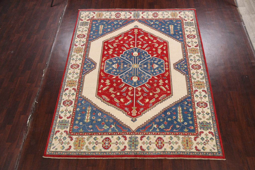 Vegetable Dye Geometric Kazak Oriental Area Rug 8x10