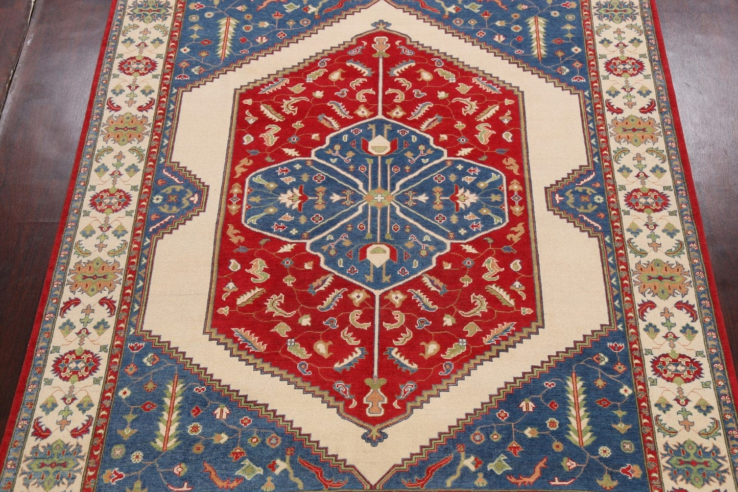 Vegetable Dye Geometric Kazak Oriental Area Rug 8x10