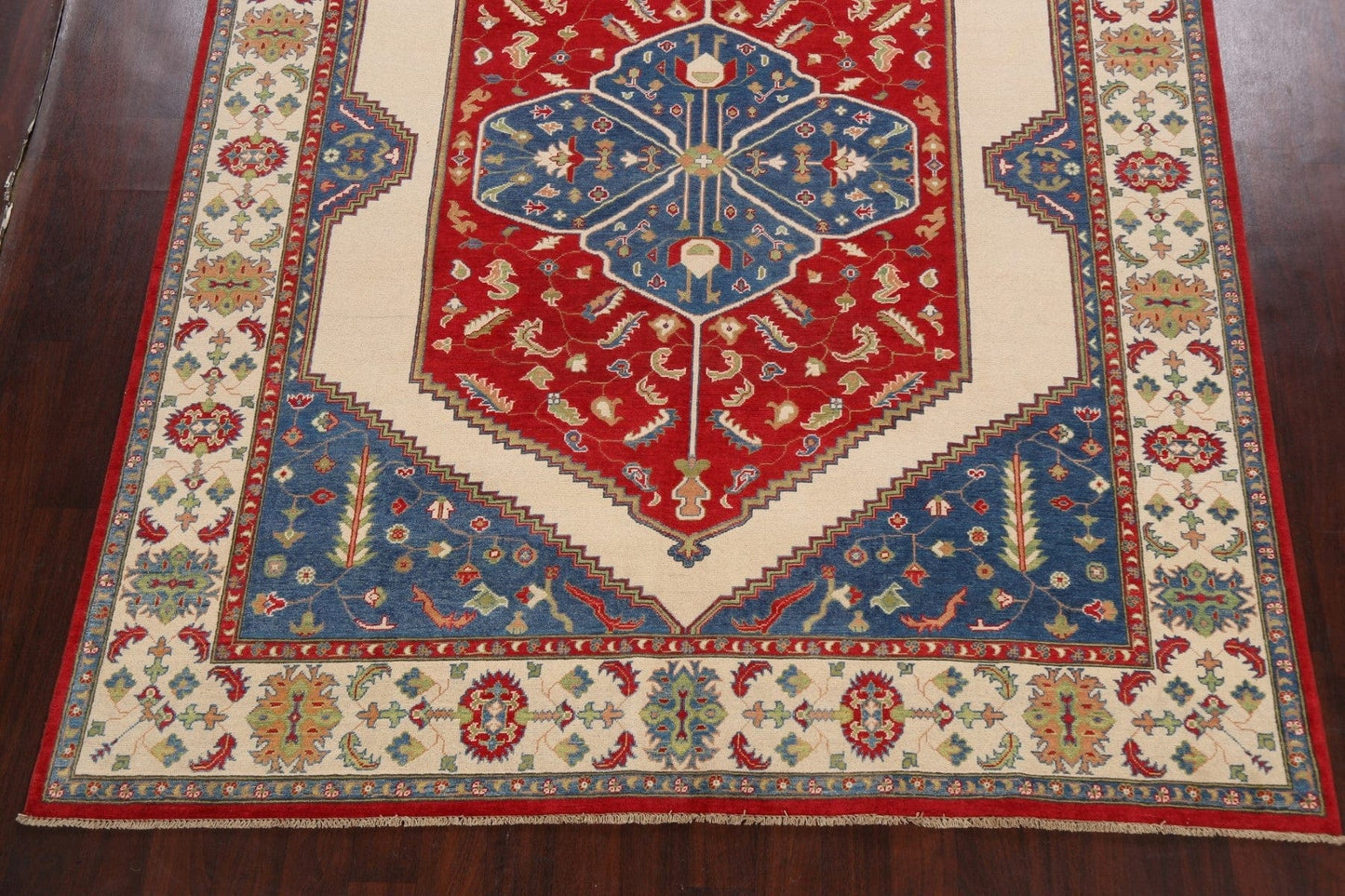 Vegetable Dye Geometric Kazak Oriental Area Rug 8x10