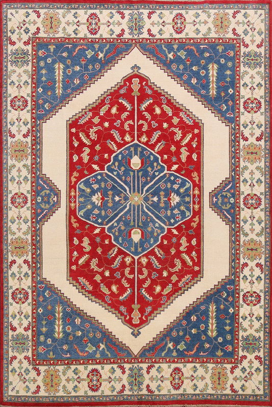 Vegetable Dye Geometric Kazak Oriental Area Rug 8x10