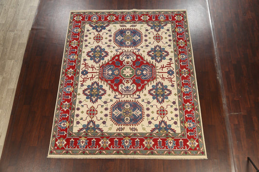 Vegetable Dye Geometric Kazak Oriental Area Rug 8x10