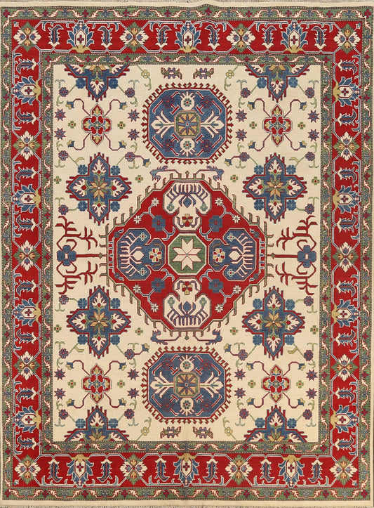 Vegetable Dye Geometric Kazak Oriental Area Rug 8x10