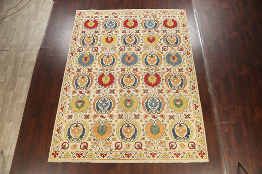 Vegetable Dye Floral Kazak Oriental Area Rug 9x12