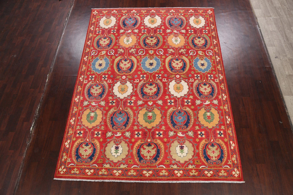 Vegetable Dye Floral Kazak Oriental Area Rug 8x11