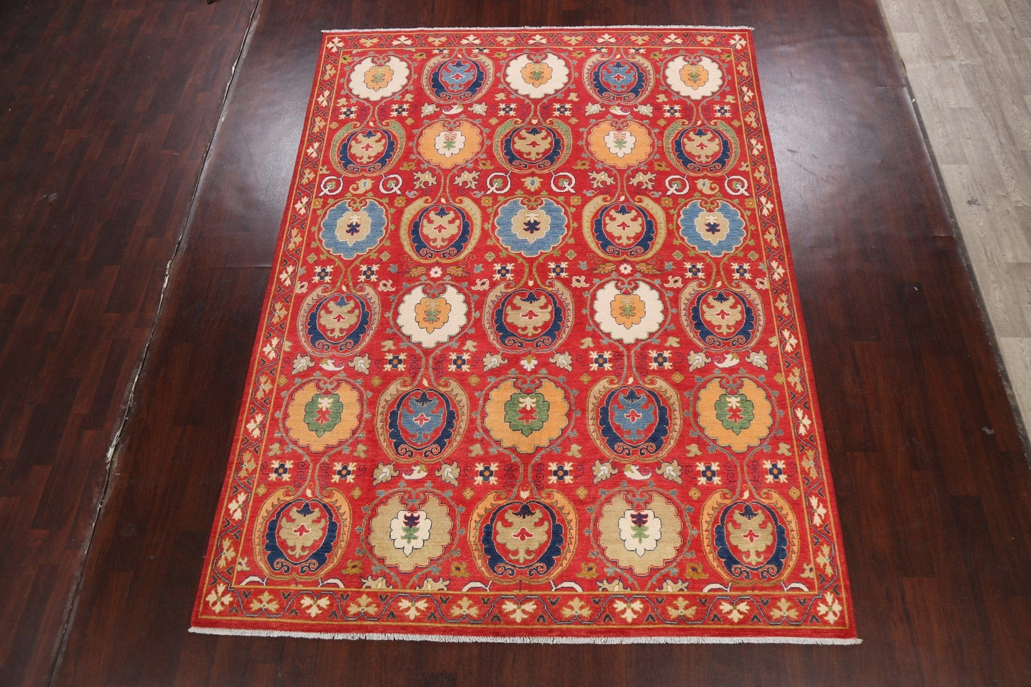 Vegetable Dye Floral Kazak Oriental Area Rug 8x11