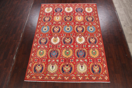 Vegetable Dye Floral Kazak Oriental Area Rug 8x11