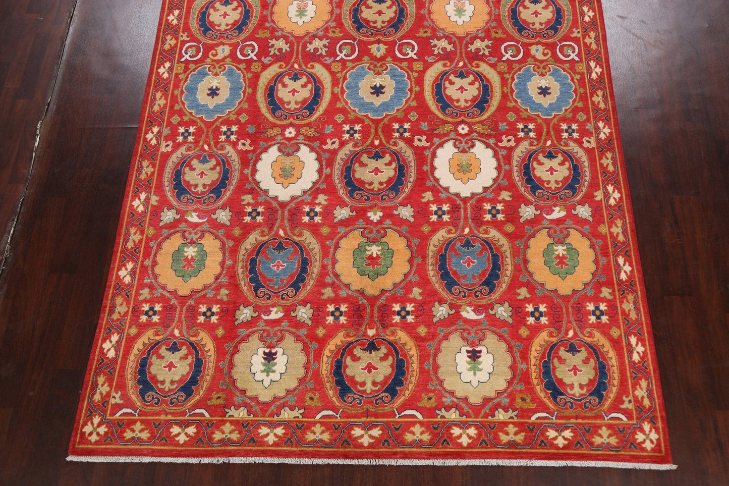 Vegetable Dye Floral Kazak Oriental Area Rug 8x11