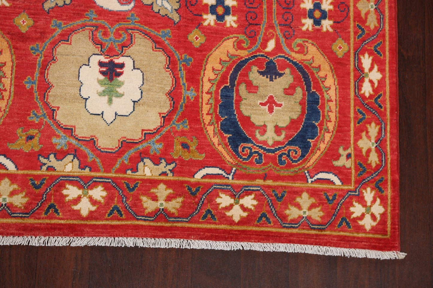 Vegetable Dye Floral Kazak Oriental Area Rug 8x11