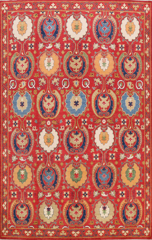 Vegetable Dye Floral Kazak Oriental Area Rug 8x11