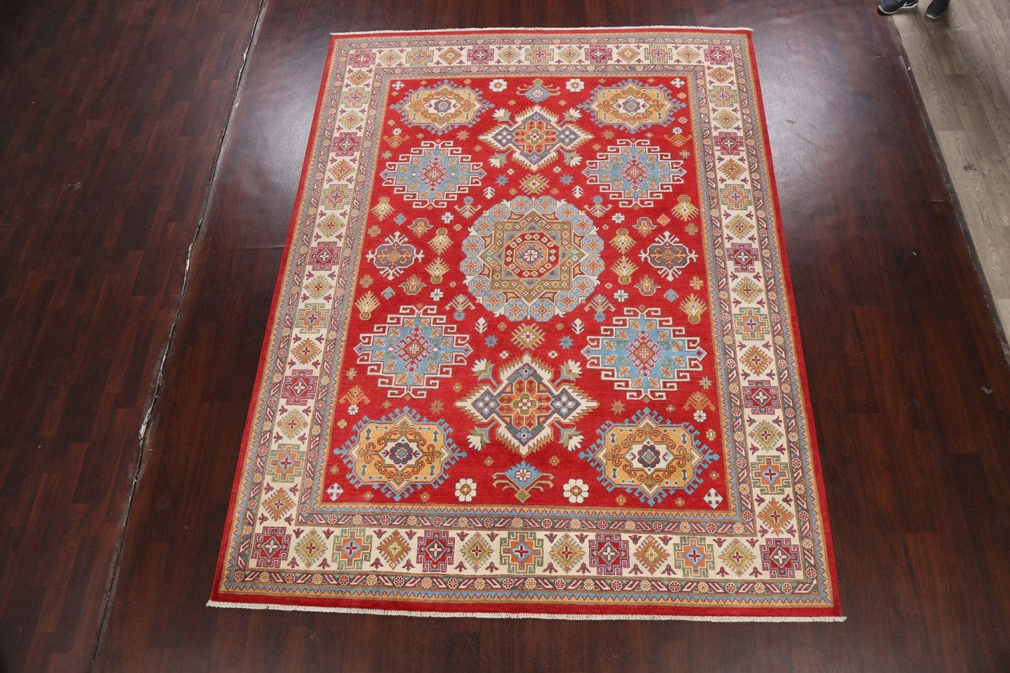 Vegetable Dye Geometric Kazak Oriental Area Rug 8x10