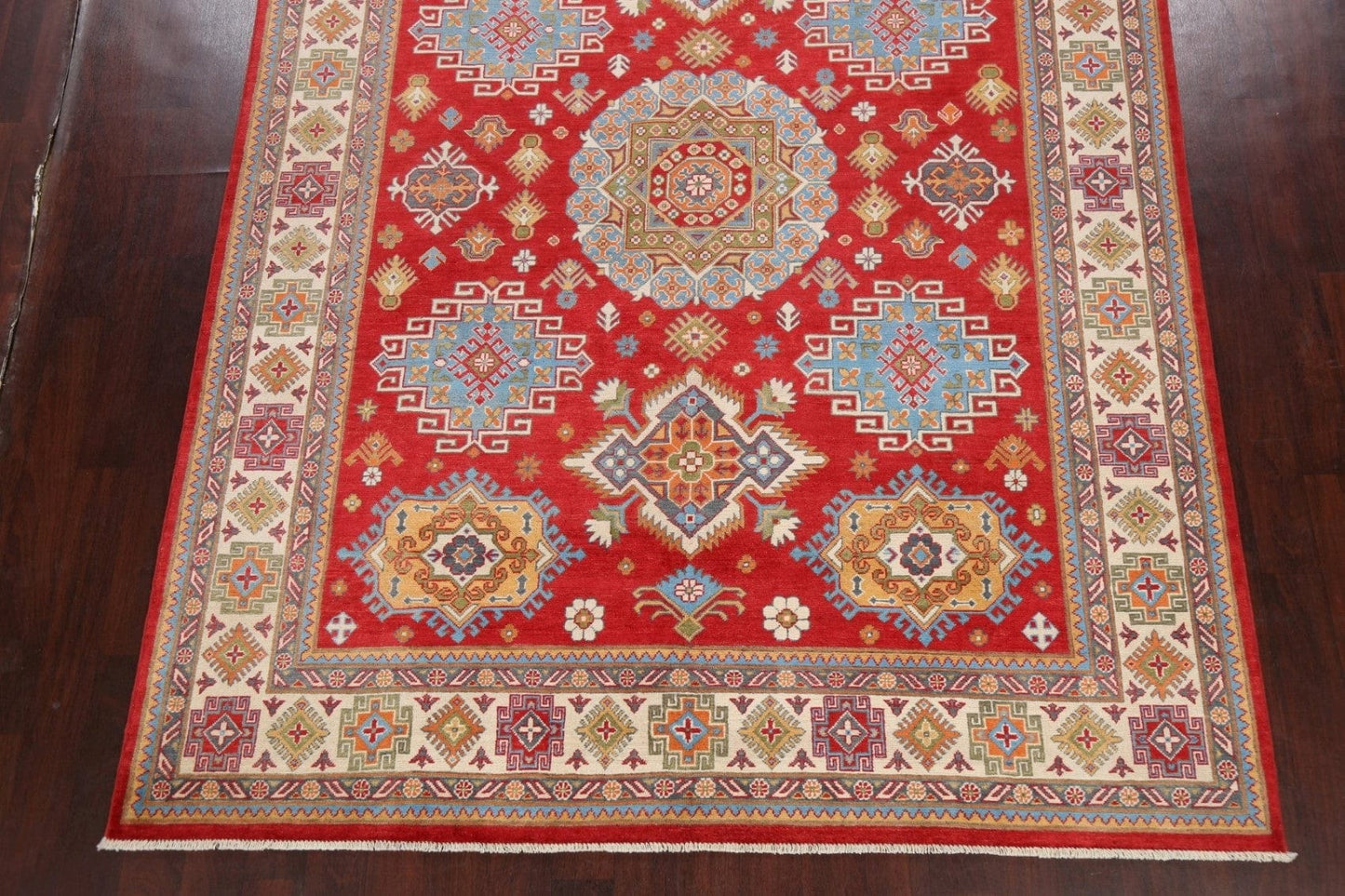 Vegetable Dye Geometric Kazak Oriental Area Rug 8x10