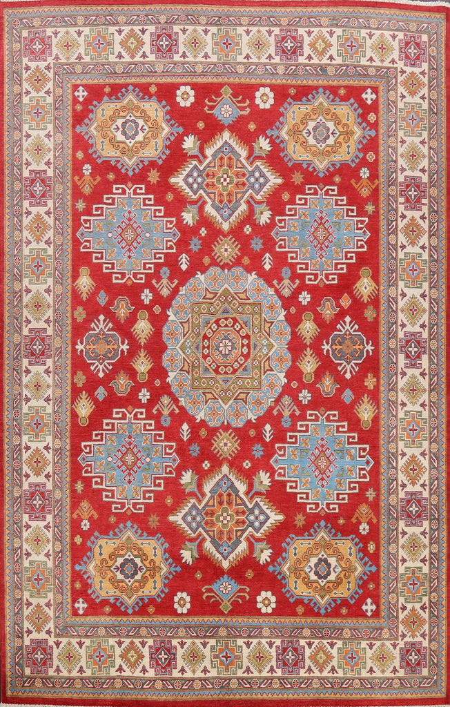 Vegetable Dye Geometric Kazak Oriental Area Rug 8x10